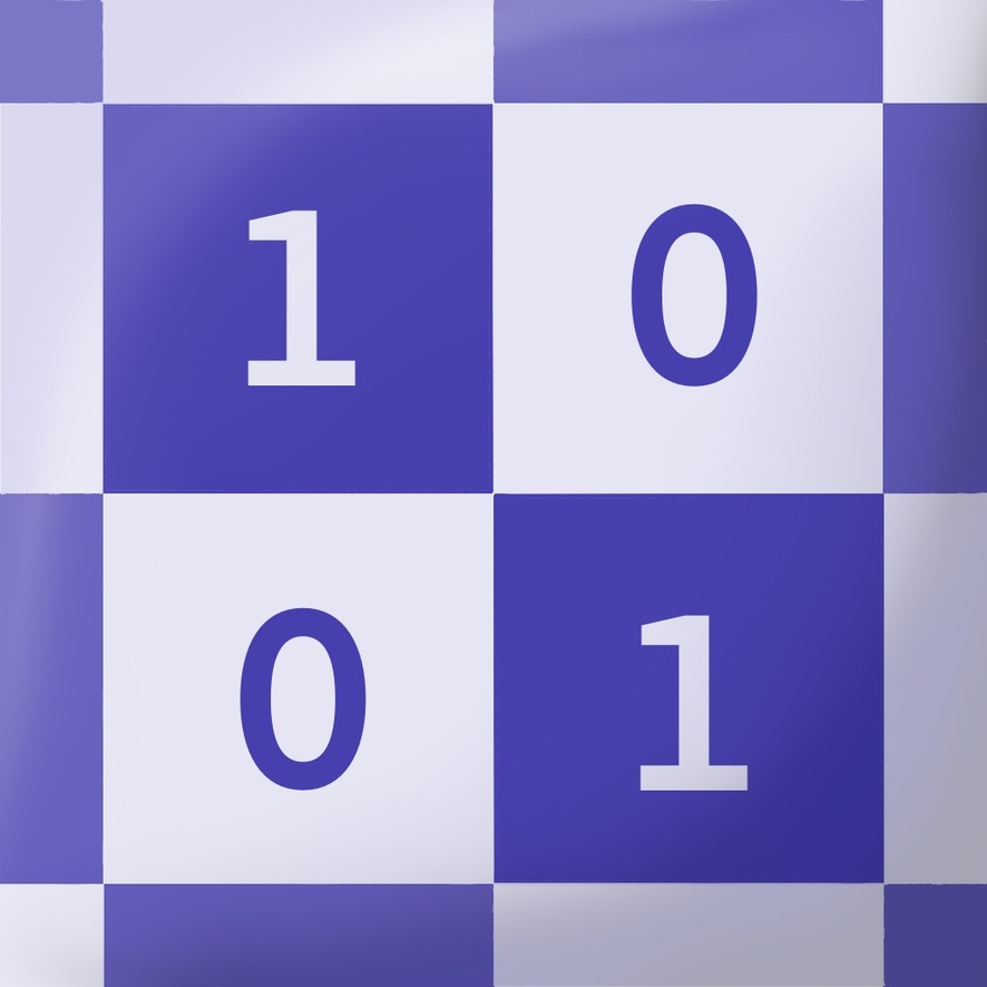 App icon for The Assembler with pixel art inspired by binary registers.